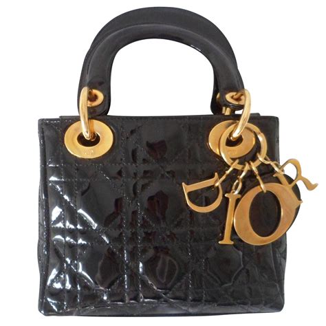 mini lady dior patent black|Dior leather handbags.